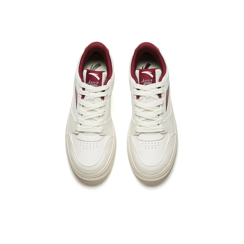 Anta Cushioned Wear Resistant Lightweight Low Top Skateboard Shoes Men's White Red-2