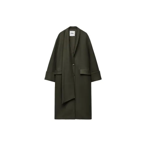 ZARA Coats Women's Dark Khaki