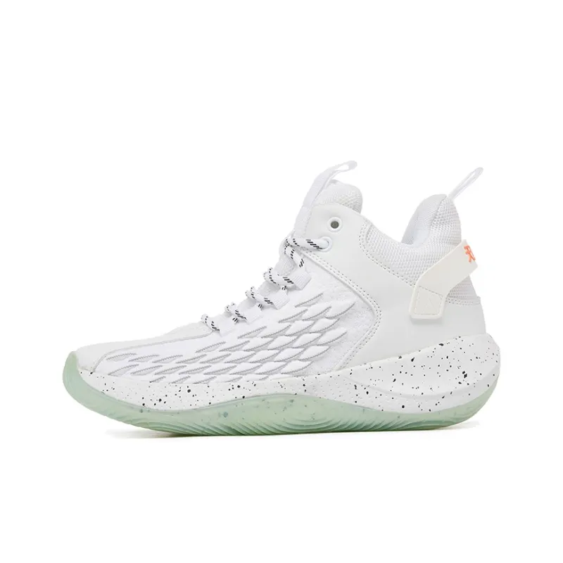 VOIT Anti Slip Wear Resistant Breathable Supportive Impact Resistant Lightweight High Top Basketball Shoes Men's White-0