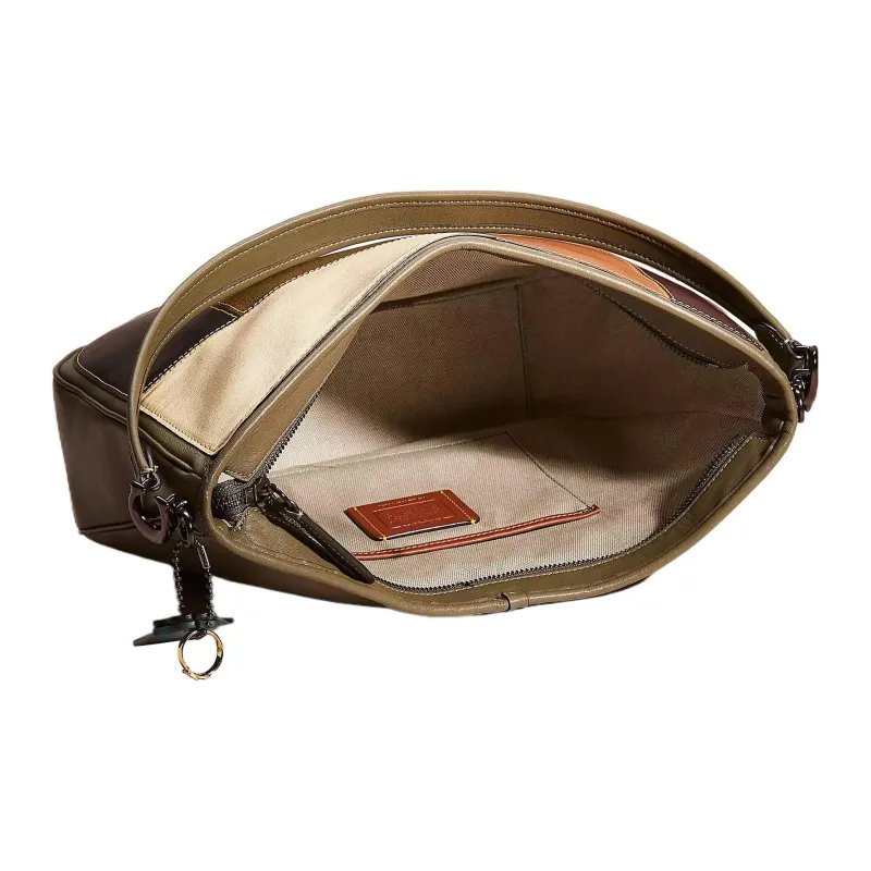 COACH Tabby Leather Hobo Bag, Handbag, Shoulder Bag Large Size Women's Brass With Army Green-2