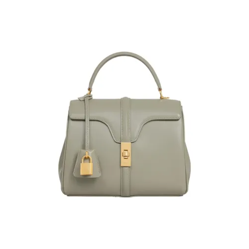 CELINE 16 Calfskin Shoulder Bag Crossbody Bag Handbag Small Size Women's Green Clay