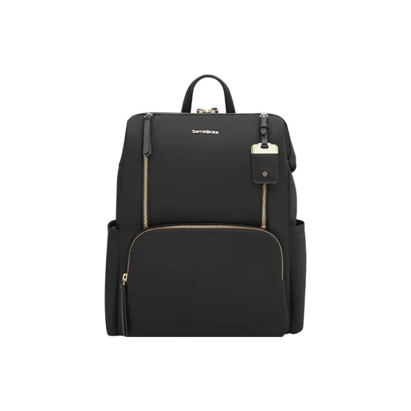 SAMSONITE Fabric Cow Leather Patchwork Backpack Regular Women's Black-0