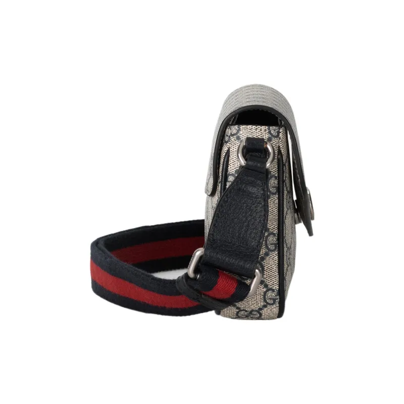 GUCCI Ophidia Canvas With Leather Trim Canvas Bag Shoulder Bag Crossbody Bag Mini Women's Beige & Blue-4