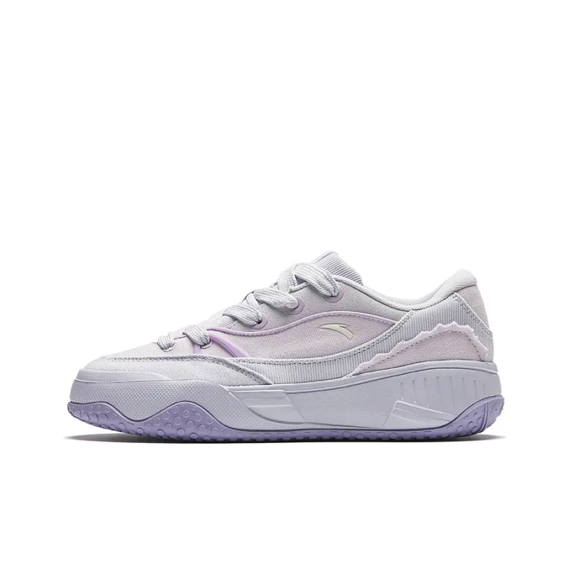 Anta Cookie Shoes Cushioning, Wear Resistant Low Top Skateboard Shoes Women's Purple-0