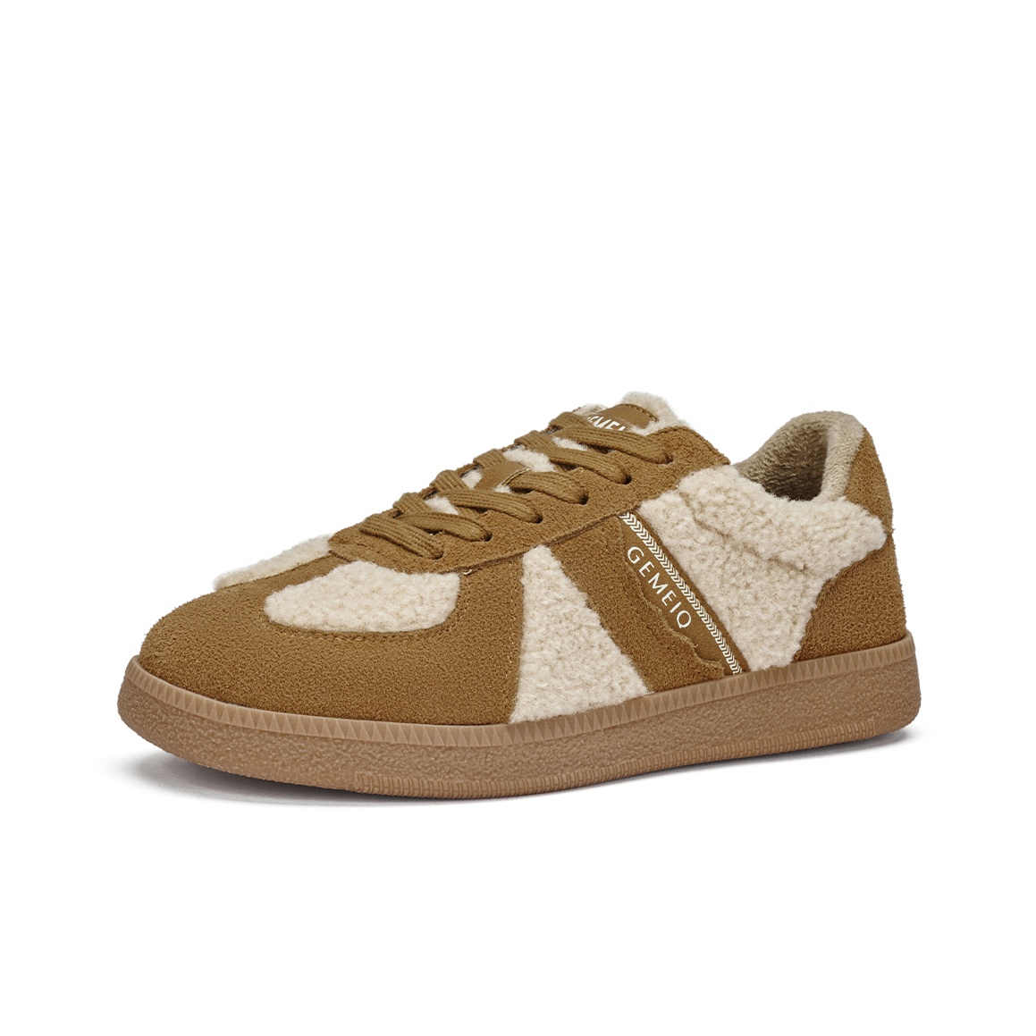 GEMEIQ Skateboard Shoes Women's Low-Top Brown Fleece-Lined GEMEIQ Skateboard Shoes Women's Low-Top Brown Fleece-Lined
