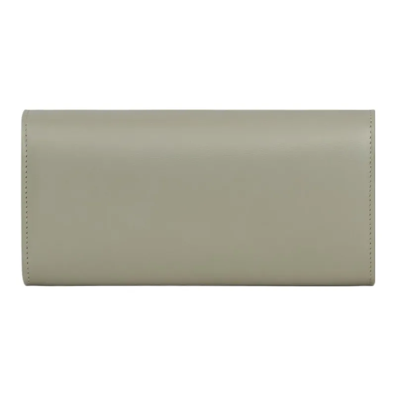 CELINE Triomphe Shiny Calfskin Wallet Large Size Women's Green Clay-2