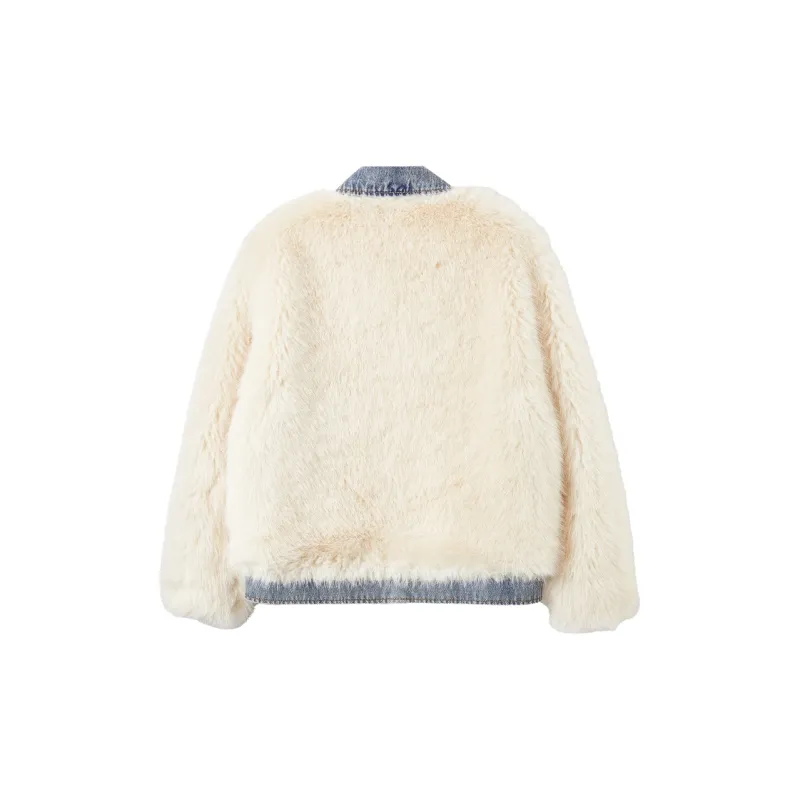 XIANGYING Cropped Coat Women's Beige-1