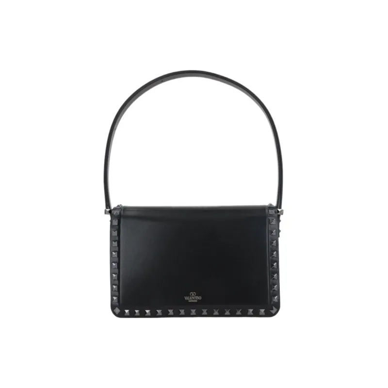 Valentino Cow Leather Shoulder Bag Women's Black-3