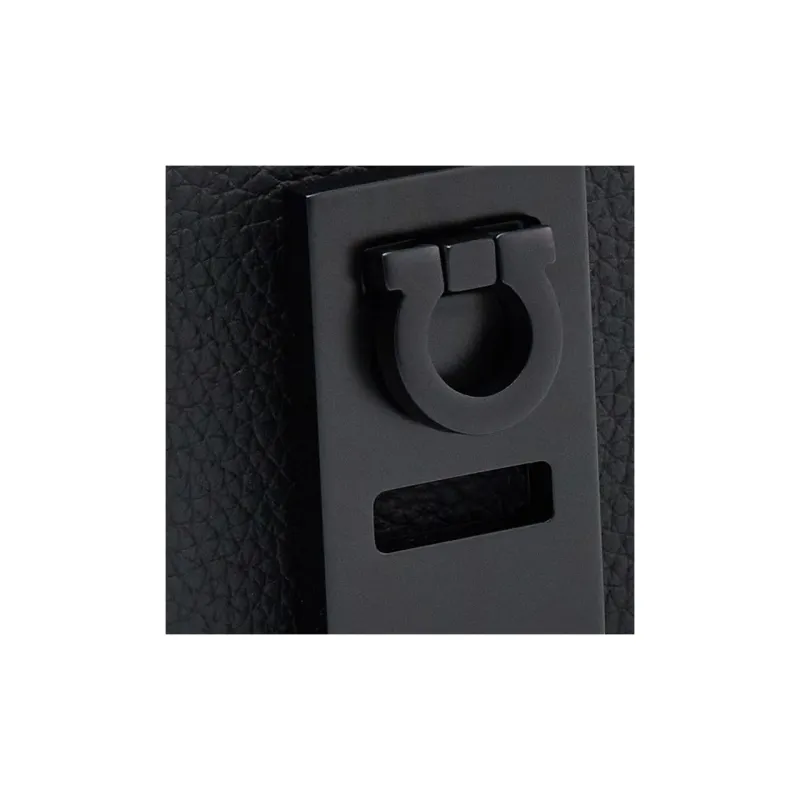 FERRAGAMO Stamped Calfskin Crossbody Bag Shoulder Bag Men's Black-4