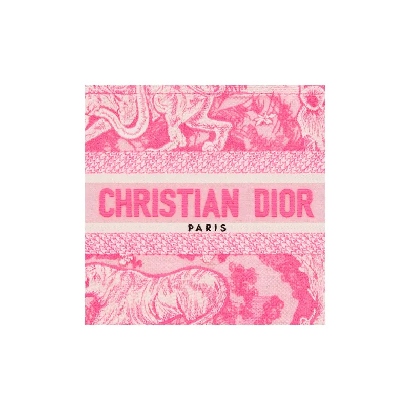 DIOR BookTote Canvas Tote Bag Shopping Bag One Shoulder Handbag Crossbody Bag Small Size Women's Neon Pink-5
