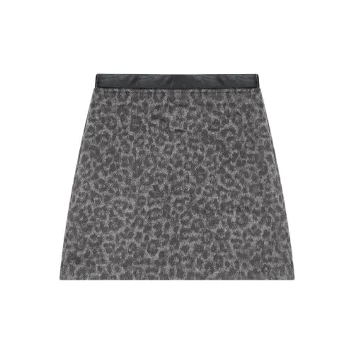 CLUB MONACO Casual Short Skirts Women's Black And Gray Leopard Pattern