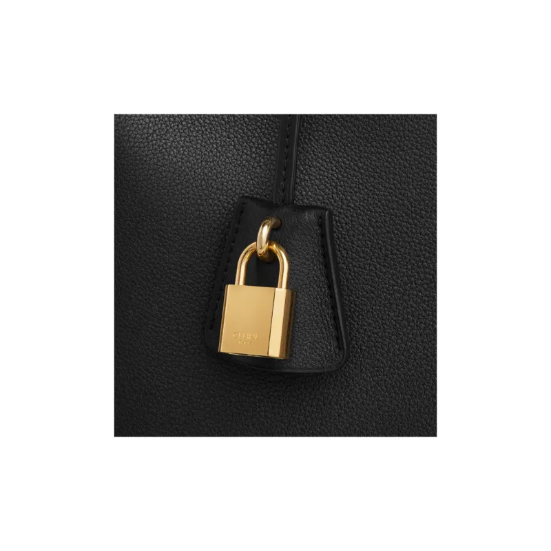 CELINE Soft Cow Leather Shoulder Bag Crossbody Bag Handbag Regular Women's Black-4