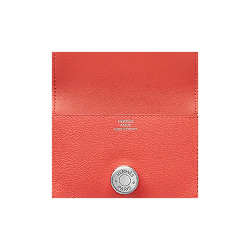HERMES Dogon Calfskin Short Wallet Coin Purse Women's J9 Blush In Blush Color-2