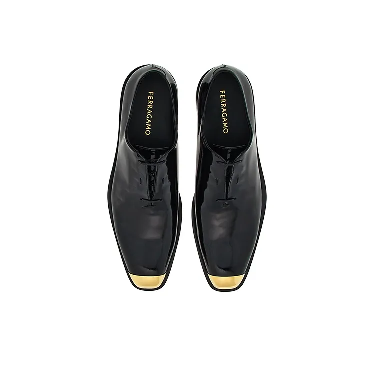 FERRAGAMO Metal Toe-cap Leather Loafers-3