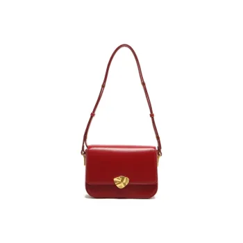 MICOCAH PU Tofu Bag Small Square Bag Shoulder Bag Crossbody Bag Regular Women's Tomato Red/Chestnut Brown/Fan Black