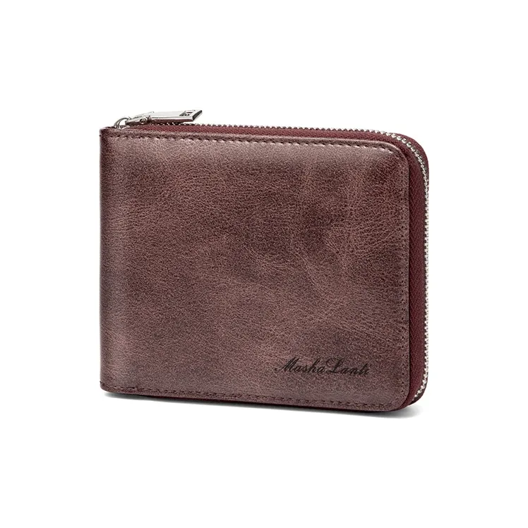 MashaLanti Synthetic Leather Coin Purse Card Holder Wallet Regular Men's Coffee-2