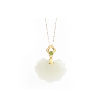 Yi Zhen Ge 925 Sterling Silver Hetian Jade Pendants Women's Pale Greenish-White Jade