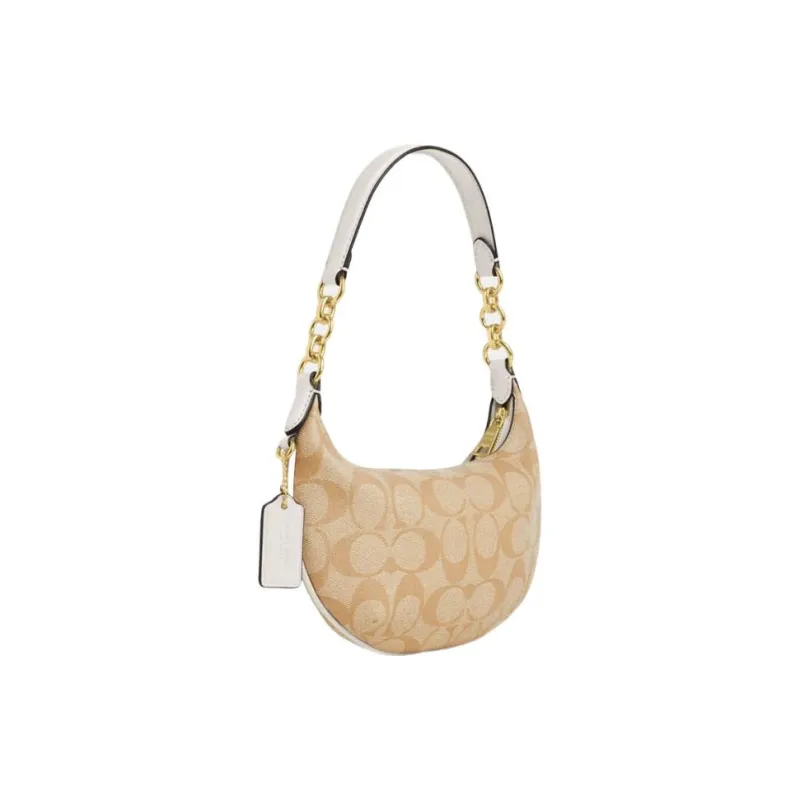 COACH Payton PVC With Skin Crescent Moon Bag Shoulder Bag Handbag Mini Women's Light Khaki-1