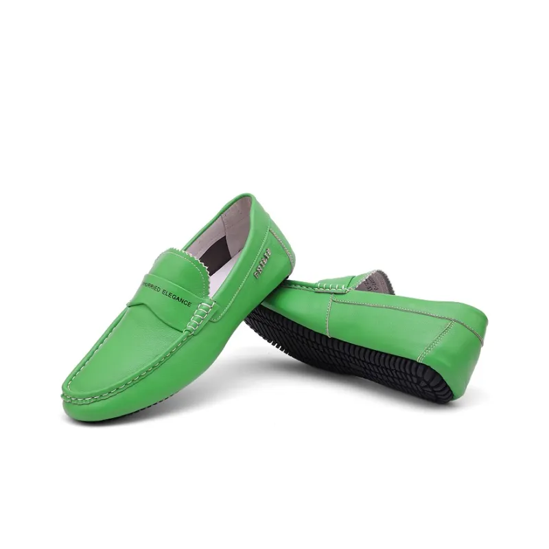 Mr.shang Gommino Loafers Men Low Top Blue/Green-2