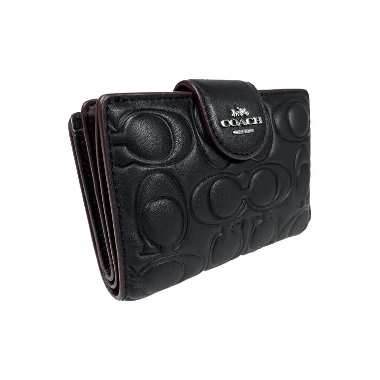 COACH Leather Coin Purse Wallet Medium Size Women's Black-2