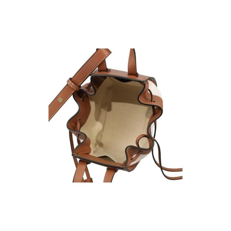 LOEWE Hammock Jacquard With Calfskin Hammock Bag Handbag Shoulder Bag Crossbody Bag Mini Women's Beige & Brown-4