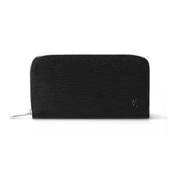 LOUIS VUITTON Zippy Cow Leather Wallet Men's Black