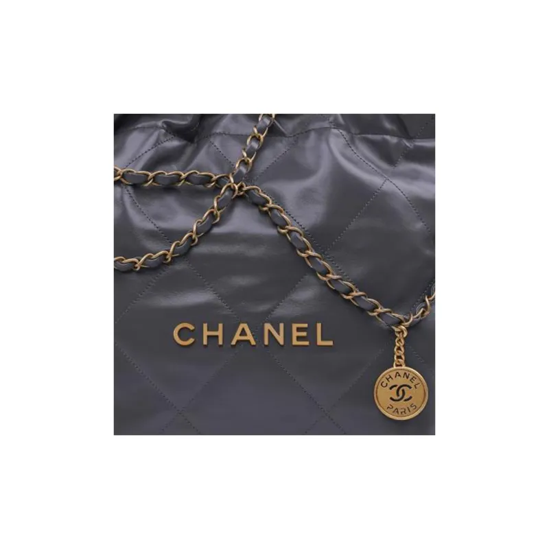 CHANEL 22Bag Bright Calfskin Tote Bag, Shopping Bag, Shoulder Bag, Handbag Trumpets Women's Dark Gray-4
