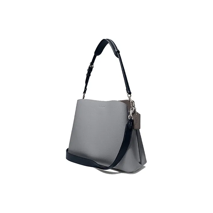 COACH Willow Split Cow Leather Tote Bag, Shopping Bag, Handbag, Shoulder Bag Tubas Women's Black-2