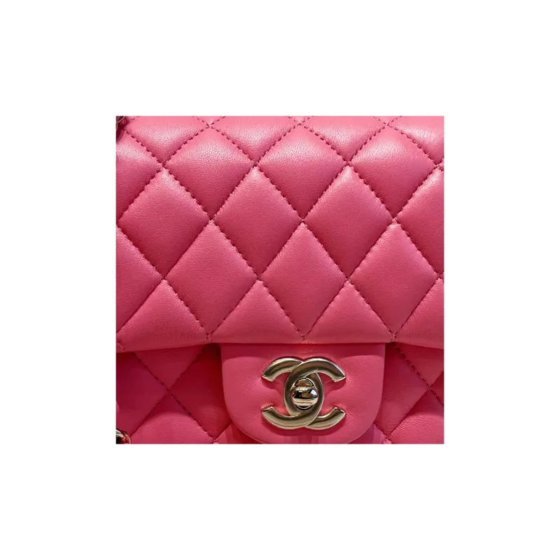 CHANEL Classic Flap CF Lambskin Shoulder Bag, Crossbody Bag Mini Women's Coral Pink-1