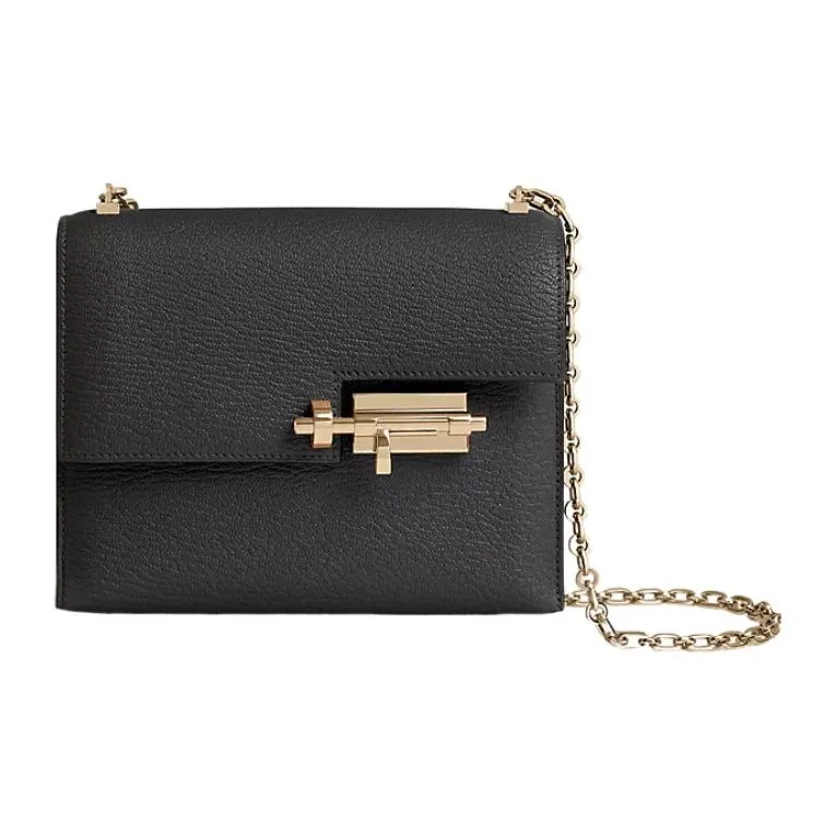 HERMES Verrou Mysore Goat Skin Handgun Bag Shoulder Bag Crossbody Bag Mini Women's Noir Black-3
