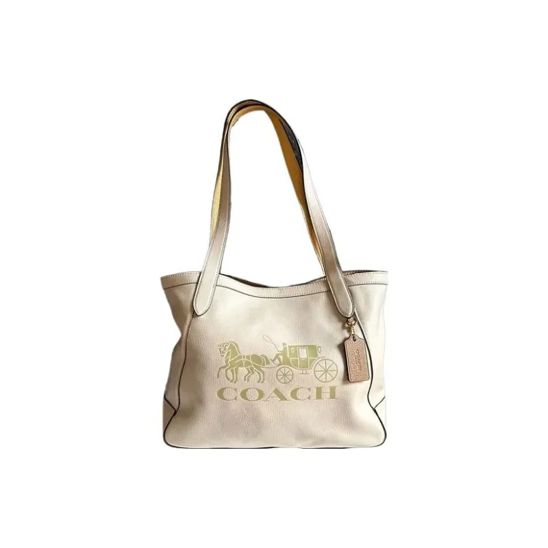 COACH Leather Tote Bag, Shopping Bag, Crossbody Bag, Shoulder Bag, Handbag Tubas Women's Ecru-1