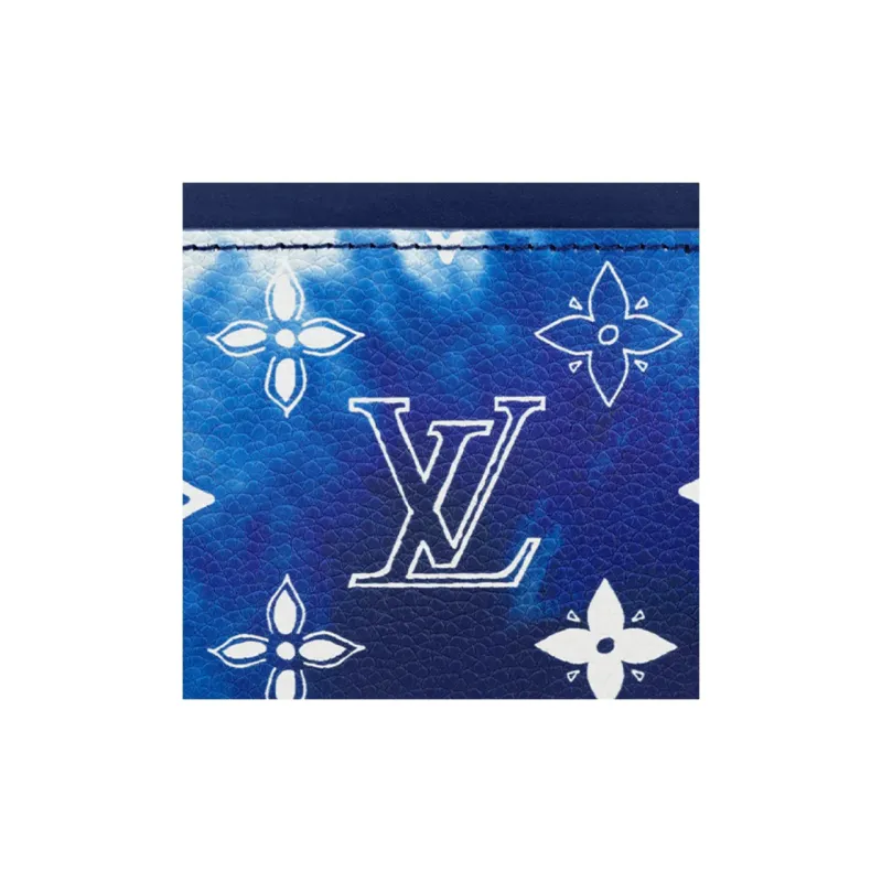 LOUIS VUITTON Coin Card Holder Bandana Monogram Blue-4