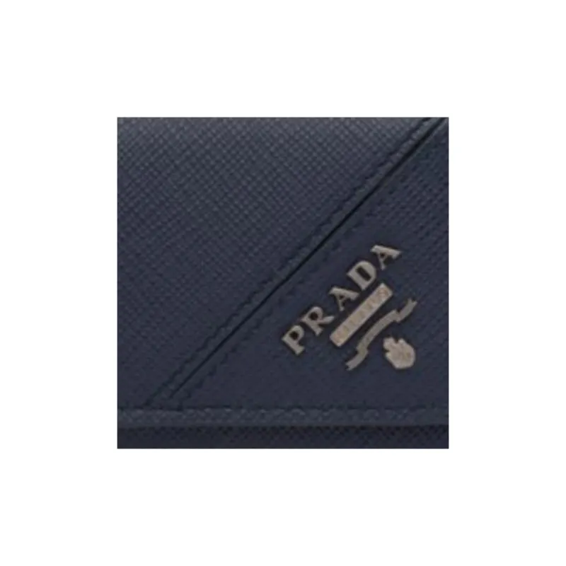 PRADA Saffiano Leather Key Pouch Men's Blue-4