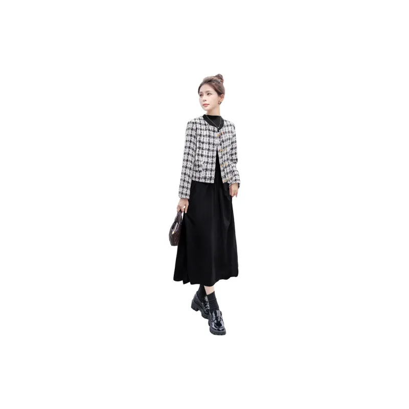 Cypress House Jacket Women's Black White Plaid-1