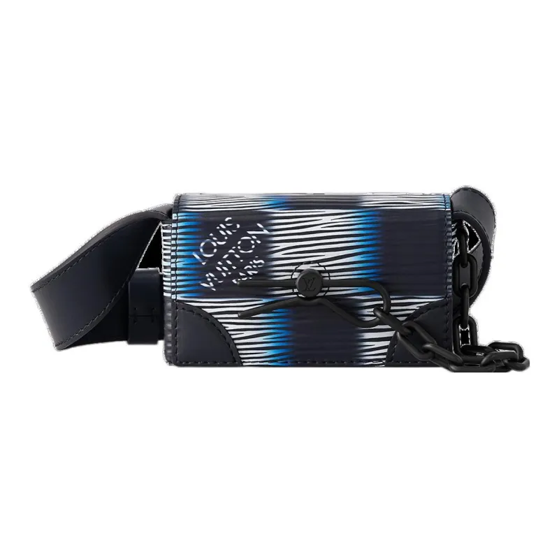 LOUIS VUITTON MICRO STEAMER Leather Crossbody Bag, Shoulder Bag Men's Blue Moon-1