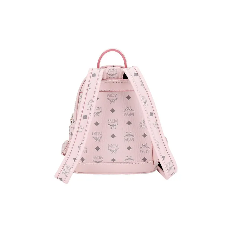MCM Stark Visetos Artificial Leather Backpack Women's Pink-3