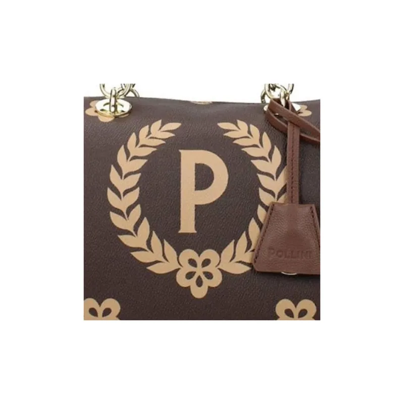 Pollini Polyurethane Shoulder Bag, Crossbody Bag, Handbag Women's Brown/Beige-3