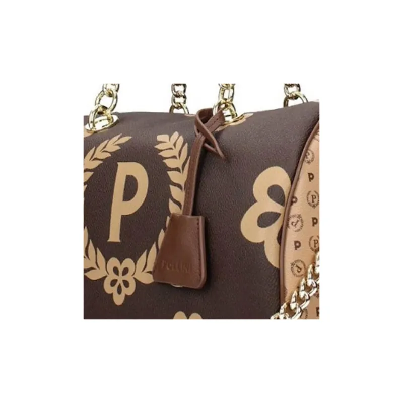 Pollini Polyurethane Shoulder Bag, Crossbody Bag, Handbag Women's Brown/Beige-4