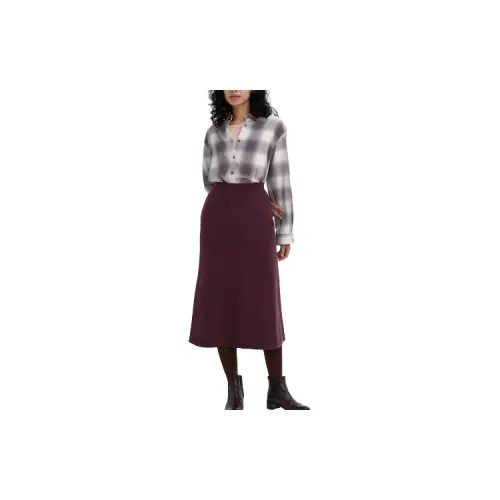 UNIQLO Casual Long Skirts Women's Burgundy