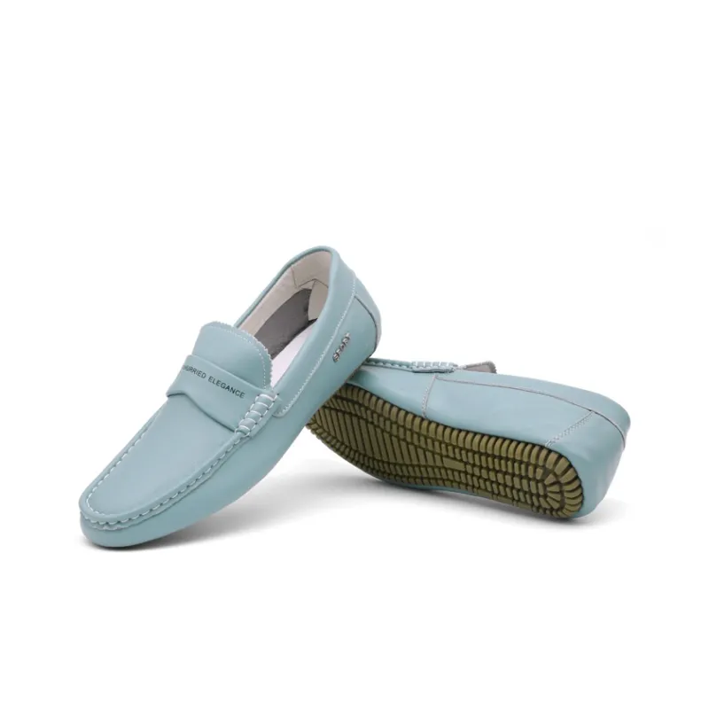 Mr.shang Gommino Loafers Men Low Top Blue/Green-8