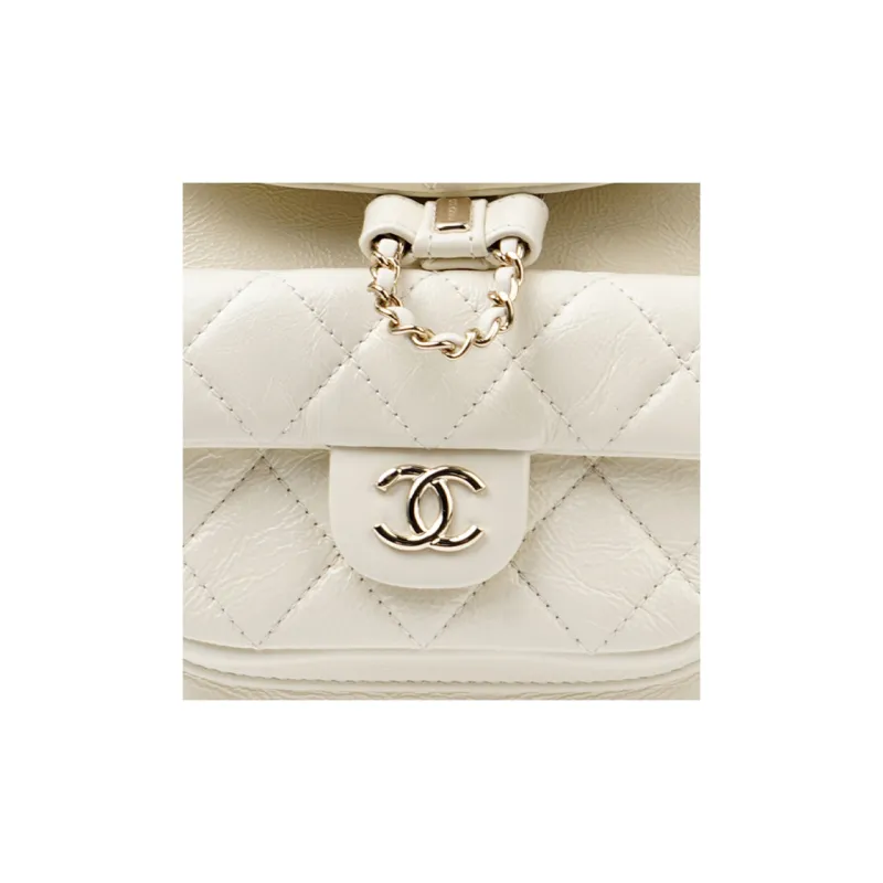 CHANEL 22C Spring Duma Cow Leather Backpack Trumpets Women's White-4
