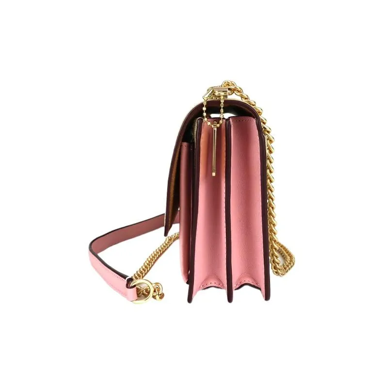COACH Klare Cow Leather Shoulder Bag, Crossbody Bag Trumpets Women's Khaki & Pink-2