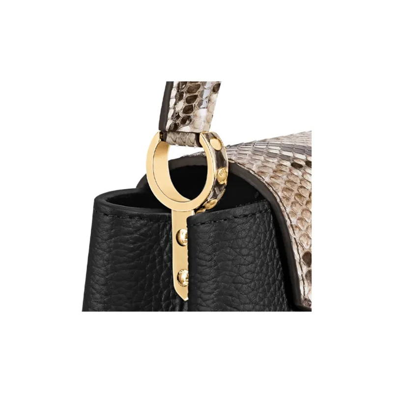 LOUIS VUITTON Capucines Leather With Python Skin Accents Capusin Shoulder Crossbody Handbag Mini Women's Black-5