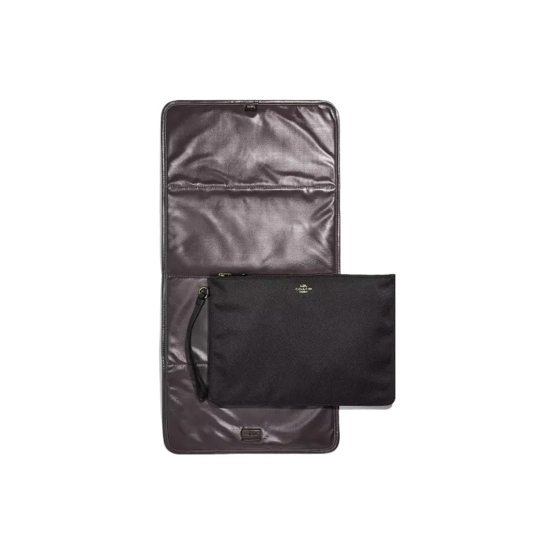 COACH Baby Leather Detail Messenger Bag, Shoulder Bag, Crossbody Bag Large Size Unisex Black-3