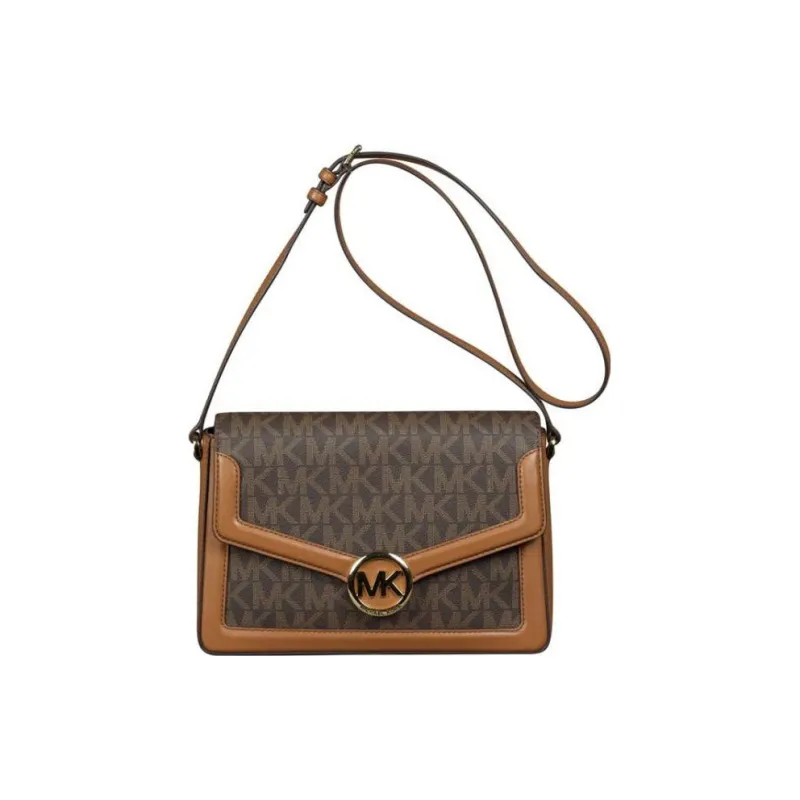 MICHAEL KORS Leather Shoulder Bag Crossbody Bag Medium Size Women's Brown Multicolor-3