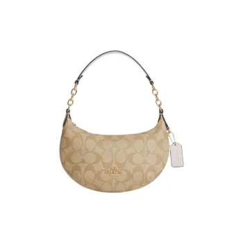COACH Payton PVC With Skin Crescent Moon Bag Shoulder Bag Handbag Mini Women's Light Khaki