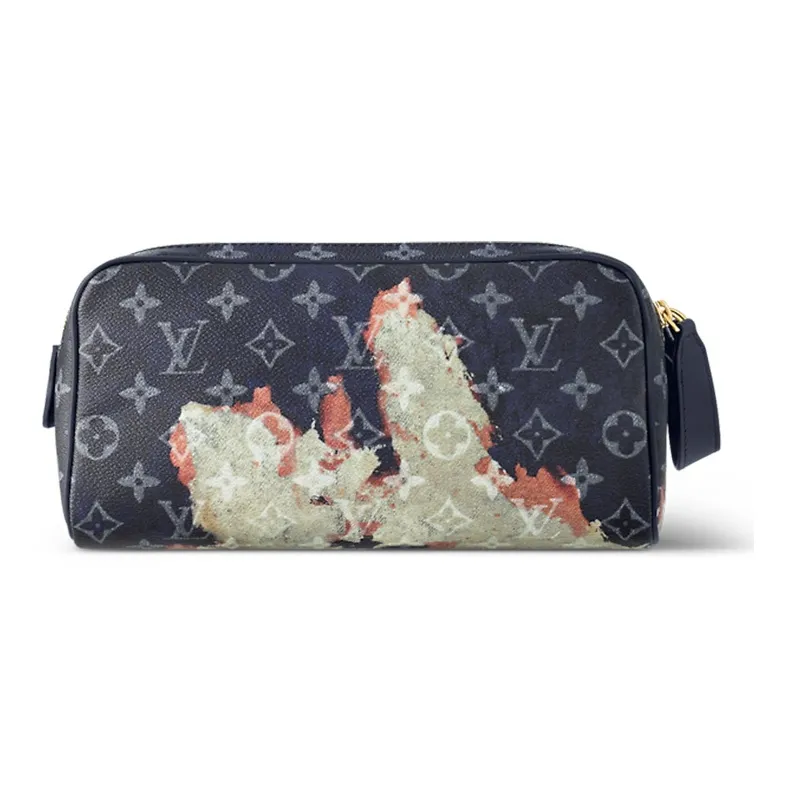 LOUIS VUITTON Dopp Kit Leather Toiletry Bag, Storage Bag Men's Ink Blue-3