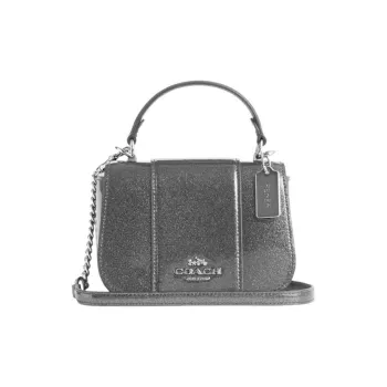 COACH PVC Bonded Cow Leather Shoulder Bag Crossbody Bag Handbag Small Size Women's Advanced Gray Morandi Color