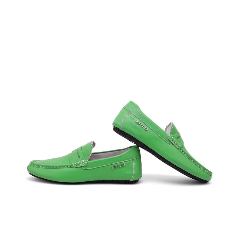 Mr.shang Gommino Loafers Men Low Top Blue/Green-1