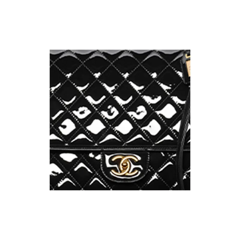 CHANEL 22K Autumn And Winter Patent Leather Backpack Tubas Women's Black-3